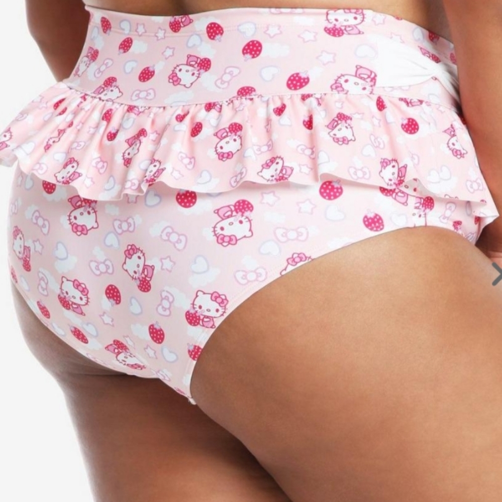 Hello Kitty Hot Topic Pink Ruffle Skirted Swim Bottoms New Tags 5X - Picture 2 of 5